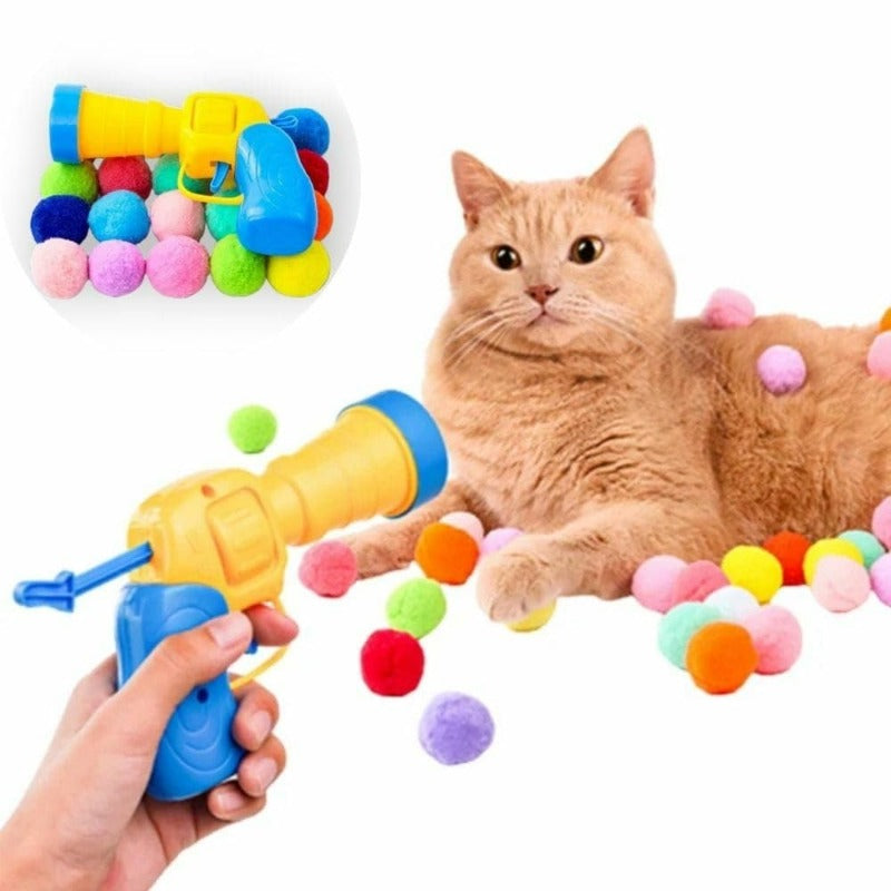 Interactive Cat Toy Ball Launcher Gun, Automatic & Manual Modes, Adjustable Distance, Soft Safe Balls, Fun Exercise & Hunting Game for Cats and Kittens, Indoor Entertainment, Mental Stimulation