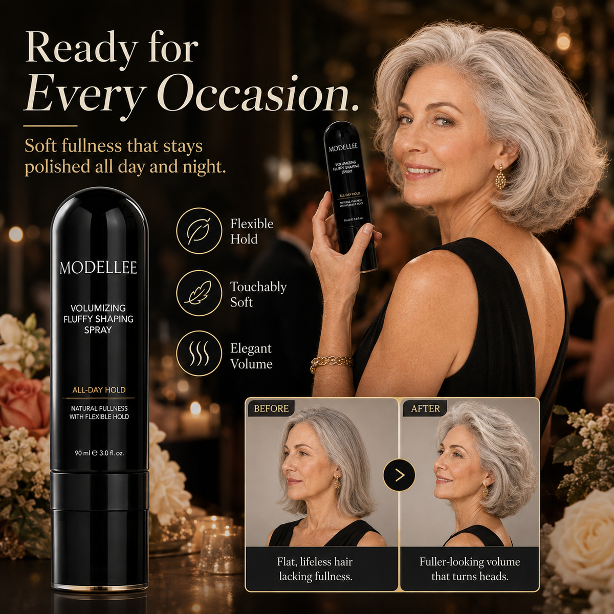 🔥2026 SALE - 90ml Fluffy Hair Shaping Spray Long Lasting Volumizing Mist with Peach Fragrance