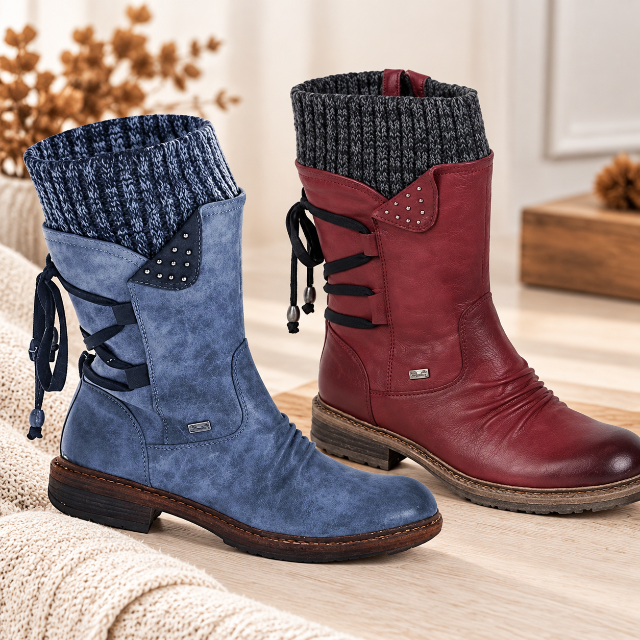 2 Paar – Blau + Rot